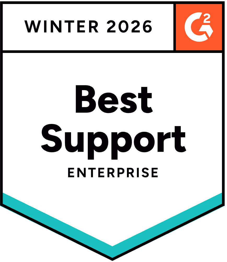 G2 Winter 2026 badge awarding Best Support in Enterprise category.